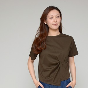 【展示会大人気】  フロントねじり・星バブルプリントTシャツ ‐ LEO-2611　チャカーキ ‐
