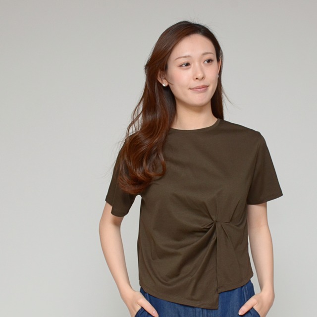 【展示会大人気】  フロントねじり・星バブルプリントTシャツ ‐ LEO-2611　チャカーキ ‐