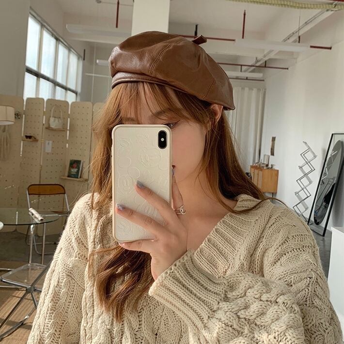 オールドカラーレザーベレー帽 韓国レディースファッション通販 Krex ケーレックス