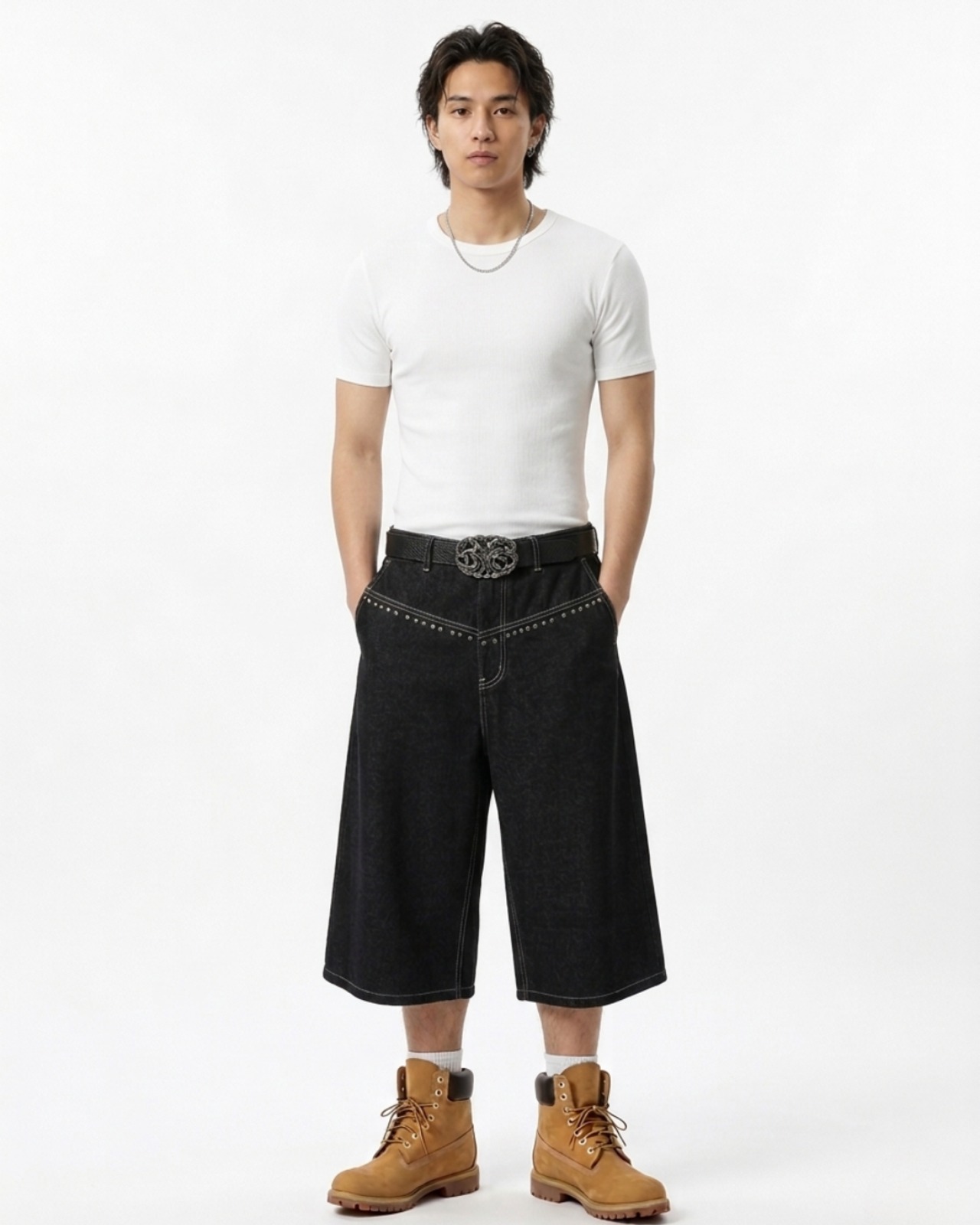 【数量限定】スタッズラインワイドショーツ(MR-NZ66003)