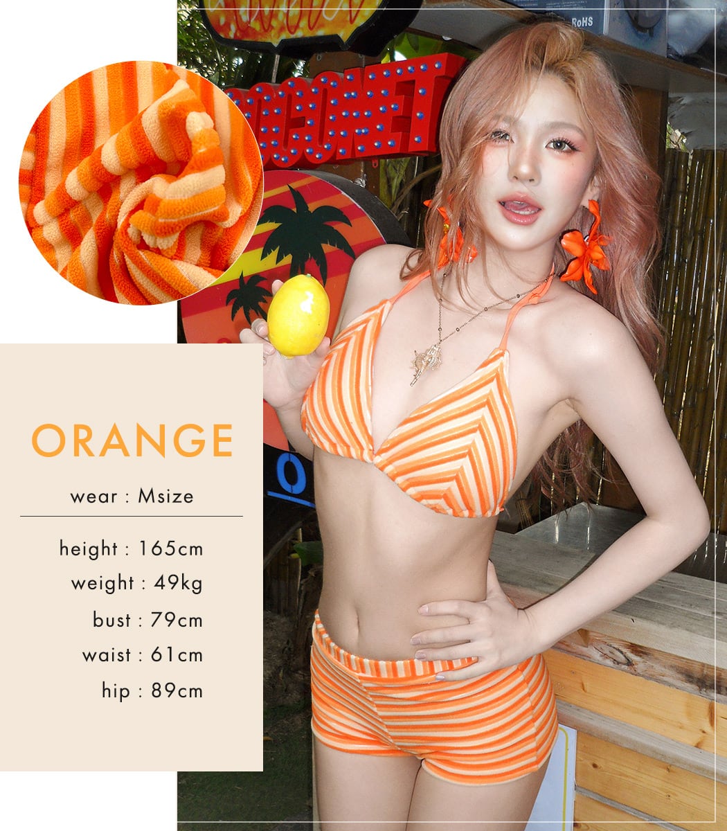 メタリックオレンジ 三角ビキニトップ メール便】ビキニ 三角 水着 レディース ブラ／hys3353 | DAY CLOSET