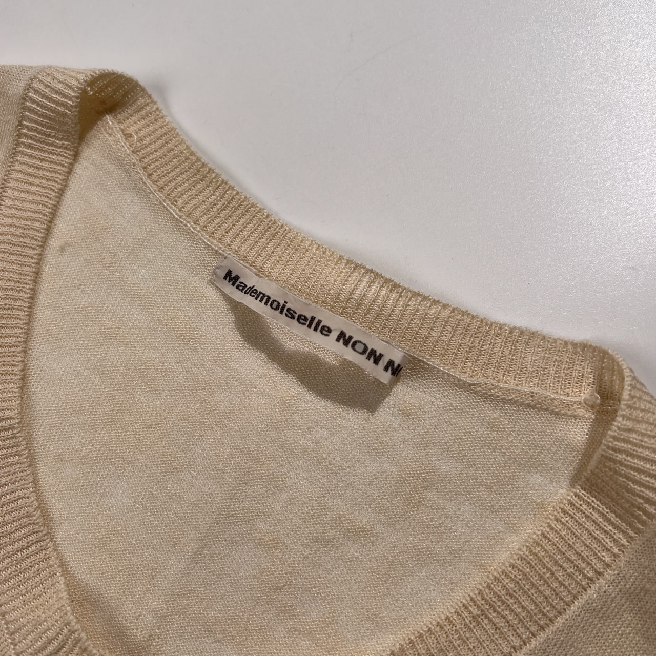 Mademoiselle NON NON マドモアゼルノンノン ロング リネン ニット カーディガン サイズ 38 M /ベージュ系/サマーニット/麻素材
