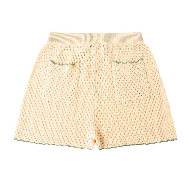 残り1点(4-5y) Knit Planet / Crochet Seaside Shorts/ CREAM＆GREEN