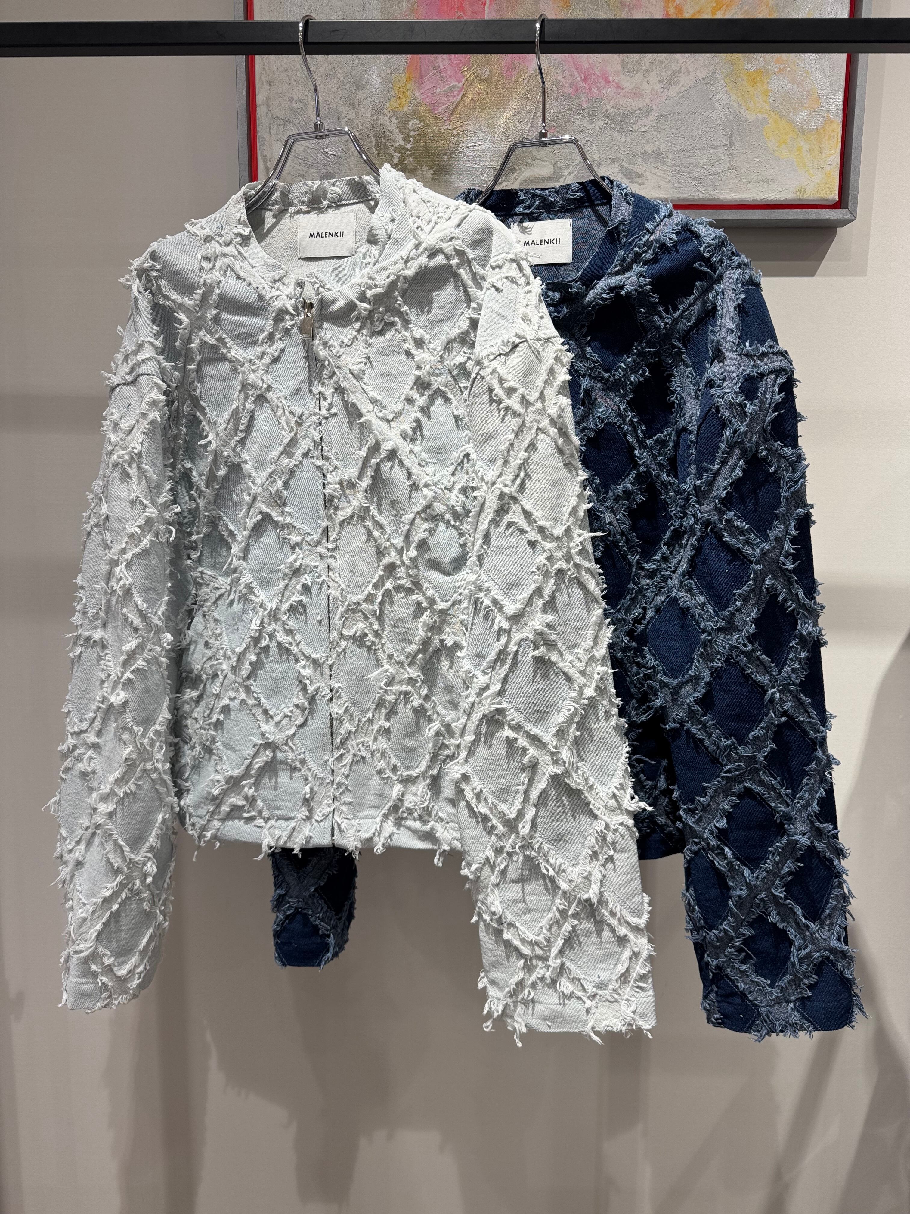 diamond pattern denim jacket