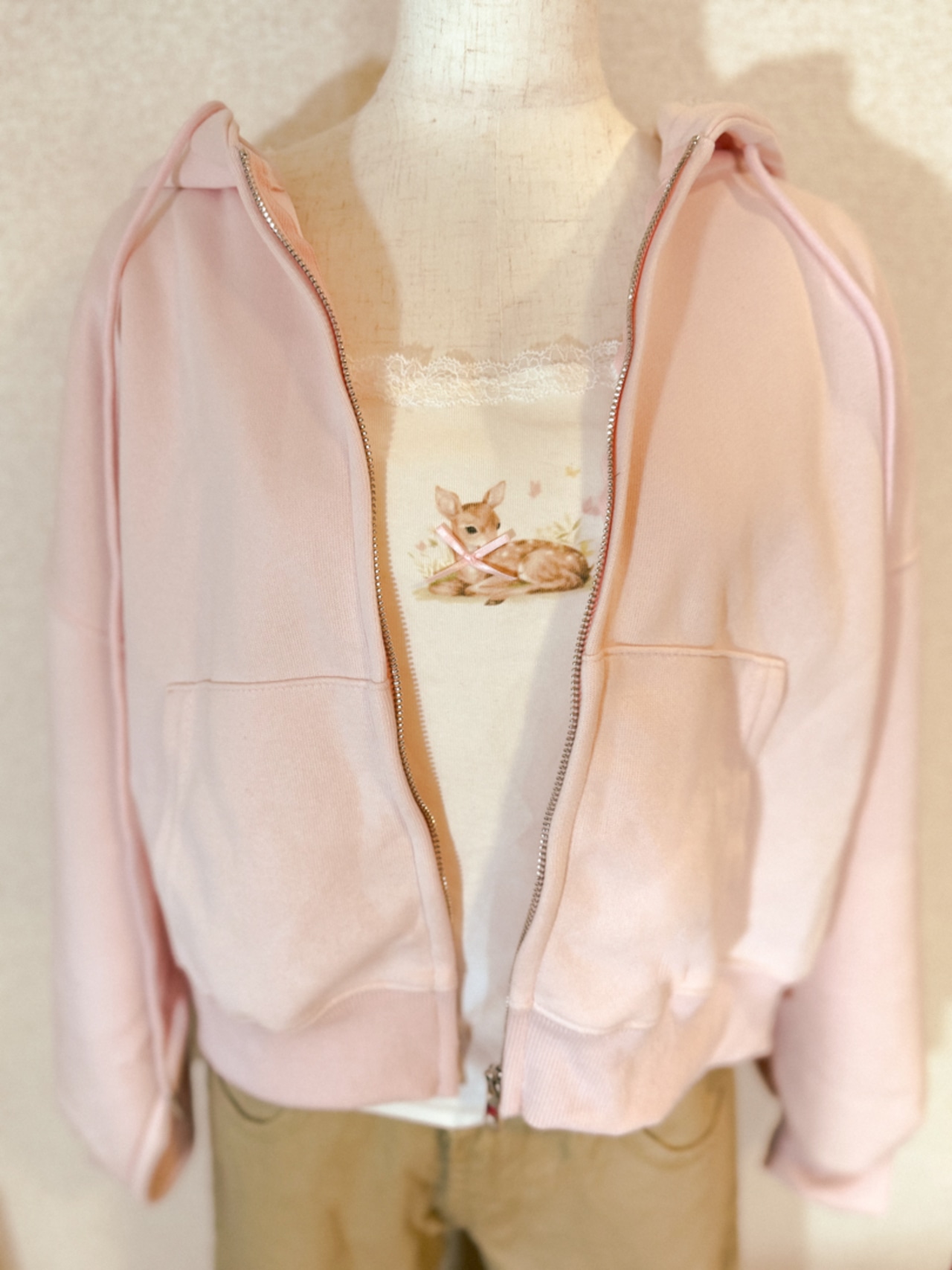 バンビ刺繍リブタンクトップ LK1883