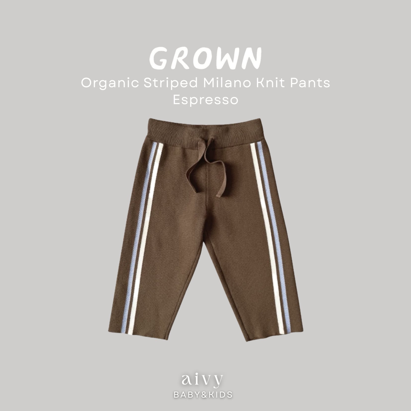 【即納/送料無料】Grown / Organic Striped Milano Knit Pants - Espresso