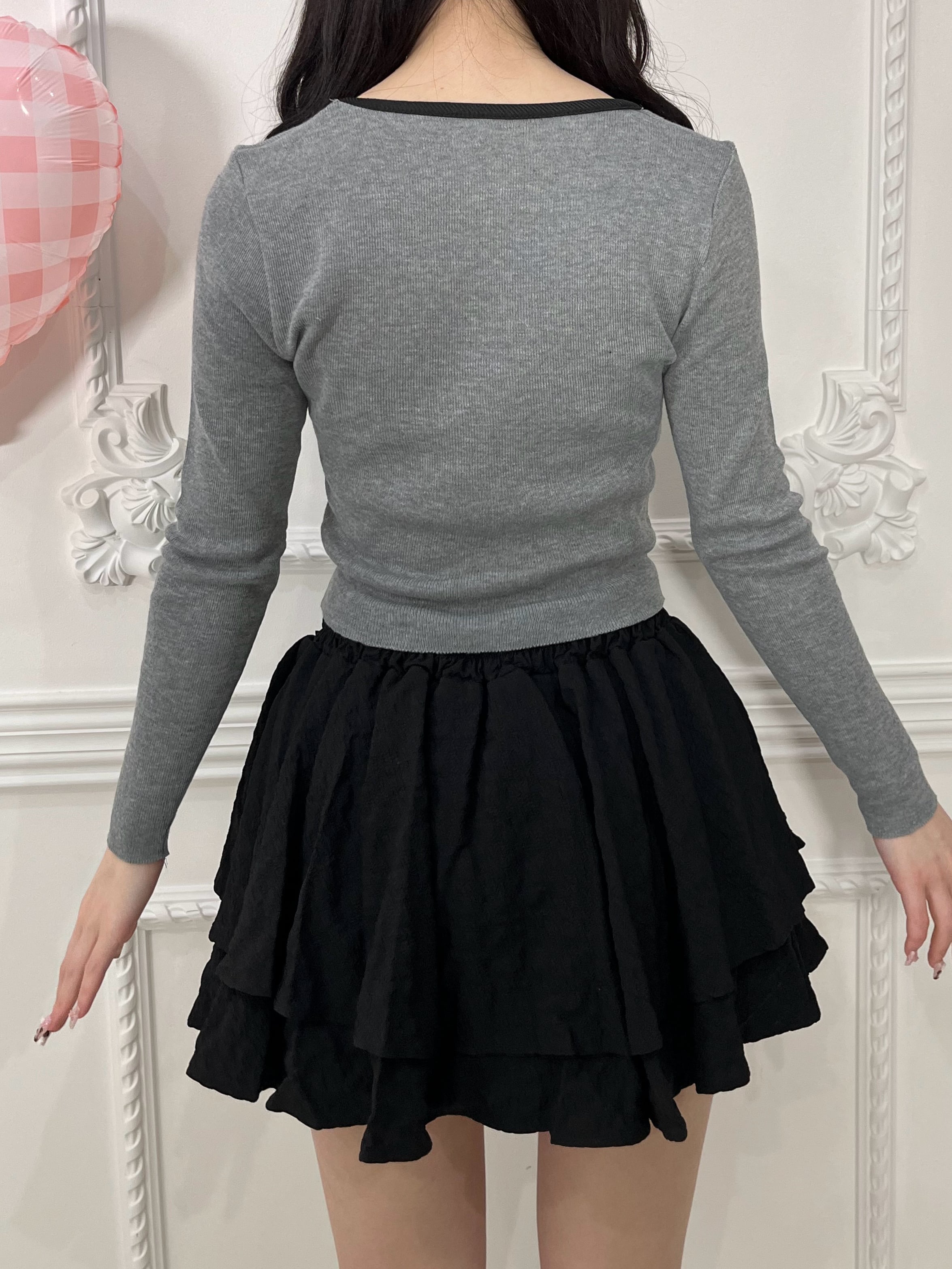 【LAST1】bi color ribbon knit-gray