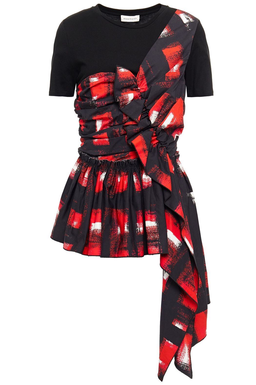 【ALEXANDER MCQUEEN】 アシンメトリー パネルデザイン プリント コットンポプリン&ジャージー トップス 220100050 | noble powered by BASE