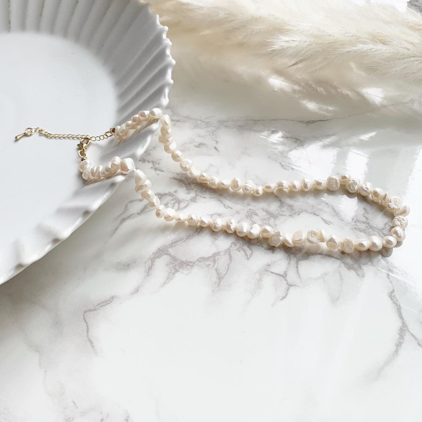 Aimer ネックレス、イヤリングセット Aimer エメ【セット】パール編みネックレス+イヤリング ホワイト