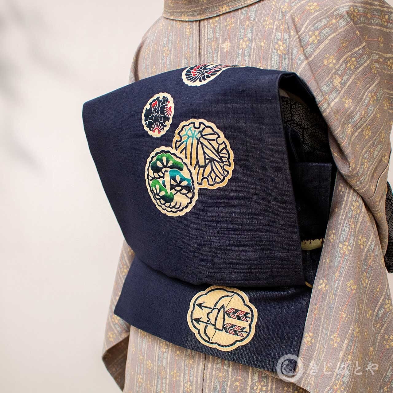 正絹 光沢のある印度藍のなごや