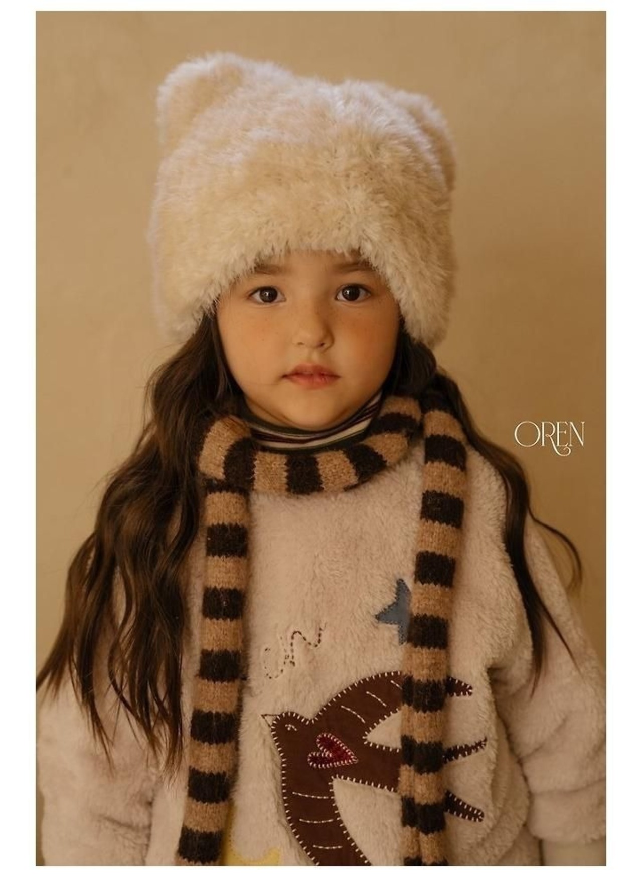オーレン / oren / アンブルボーダーマフラー / 韓国子供服 / キッズ / 26winter〖取寄〗*FREE*