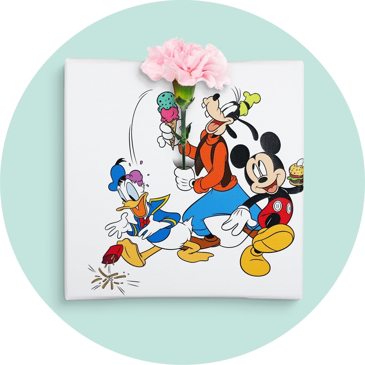 ディズニー アートパネル ミッキー ドナルド グーフィー 一輪挿し IKE