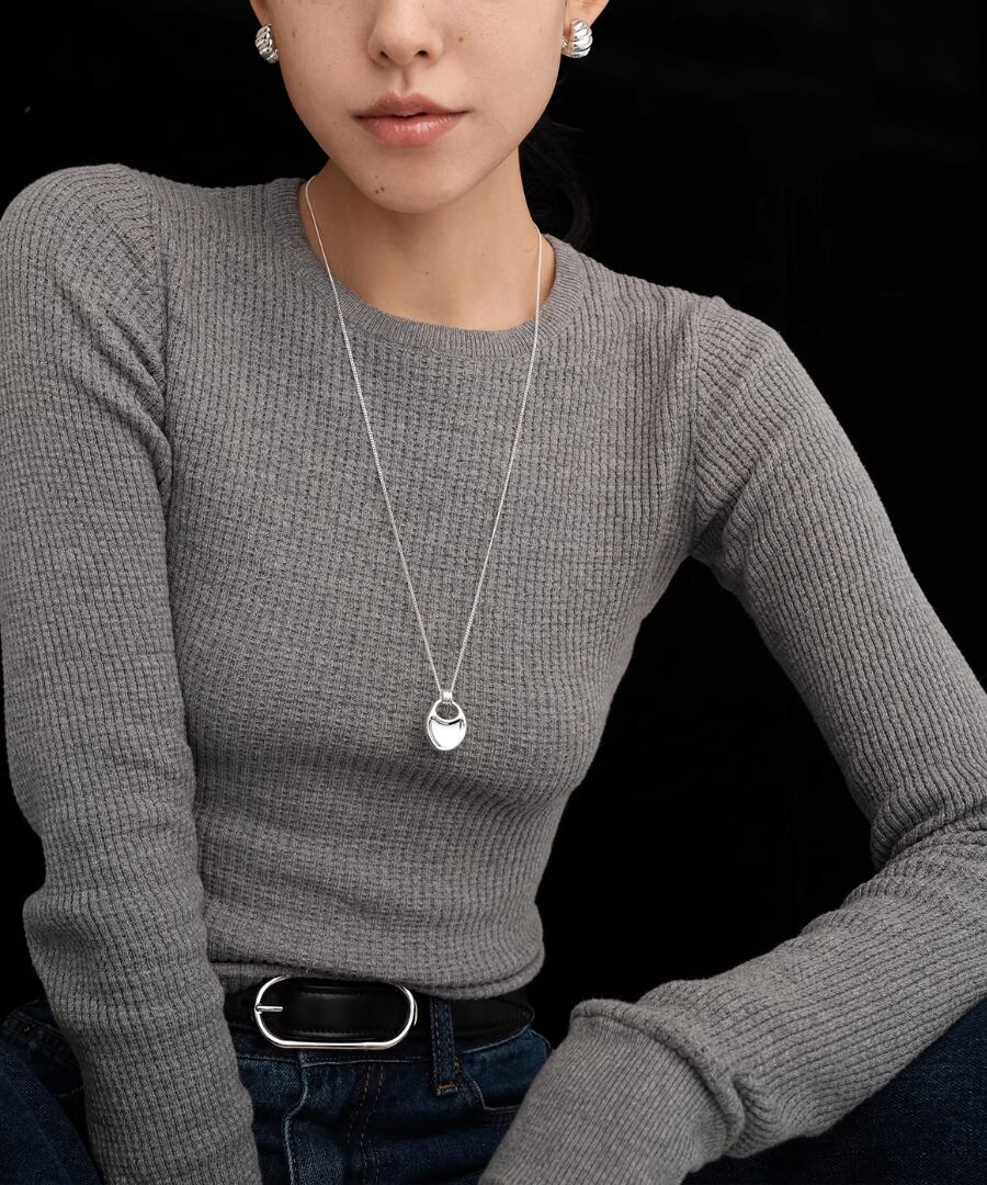 シルバーロングネックレス【e-70311】