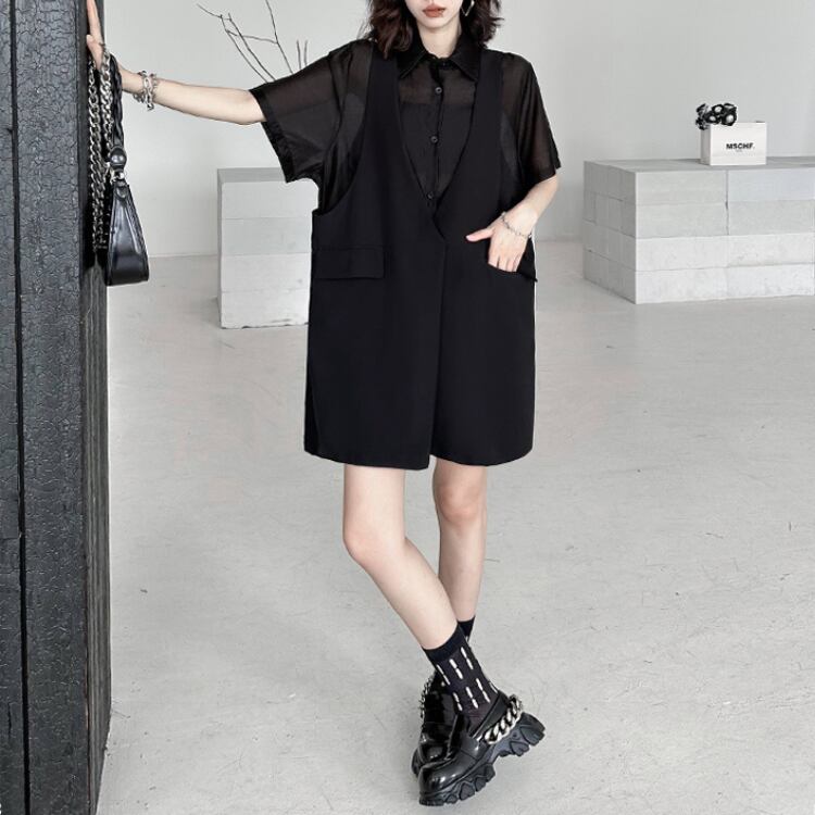 Mini Dress with V-Neck Pocketed Dress 00216