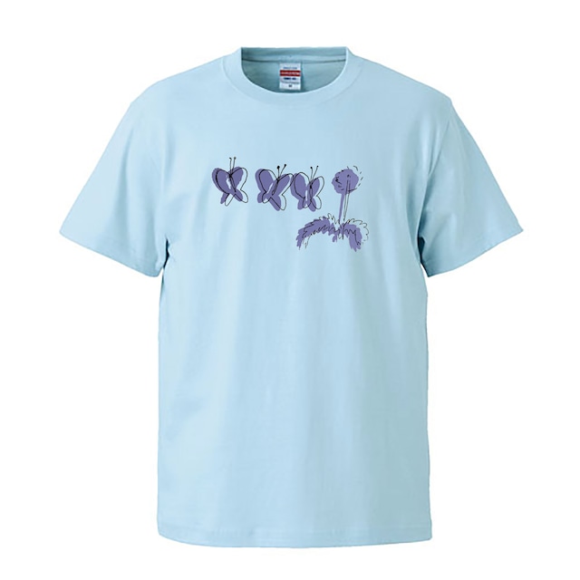 ちょうちょ/ Tシャツ / TEE /  - LIGHTBLUE/NATURAL/PINK/WHITE -