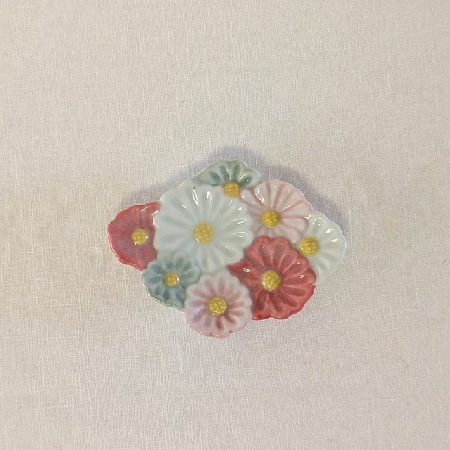 色絵連菊小皿・赤Ｓ