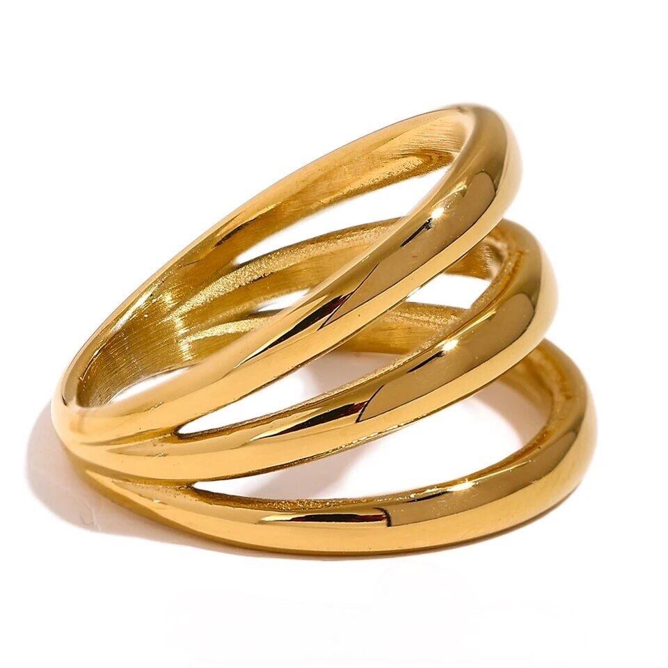 金アレ対応 シンプル3連風リング(0553)