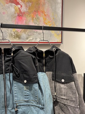 docking hood denim zip up jacket