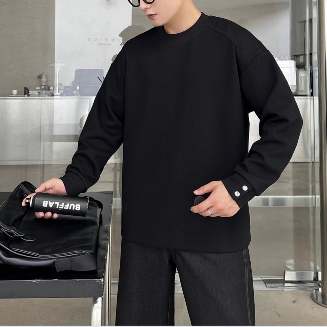 袖2スナップロングTシャツ　1215