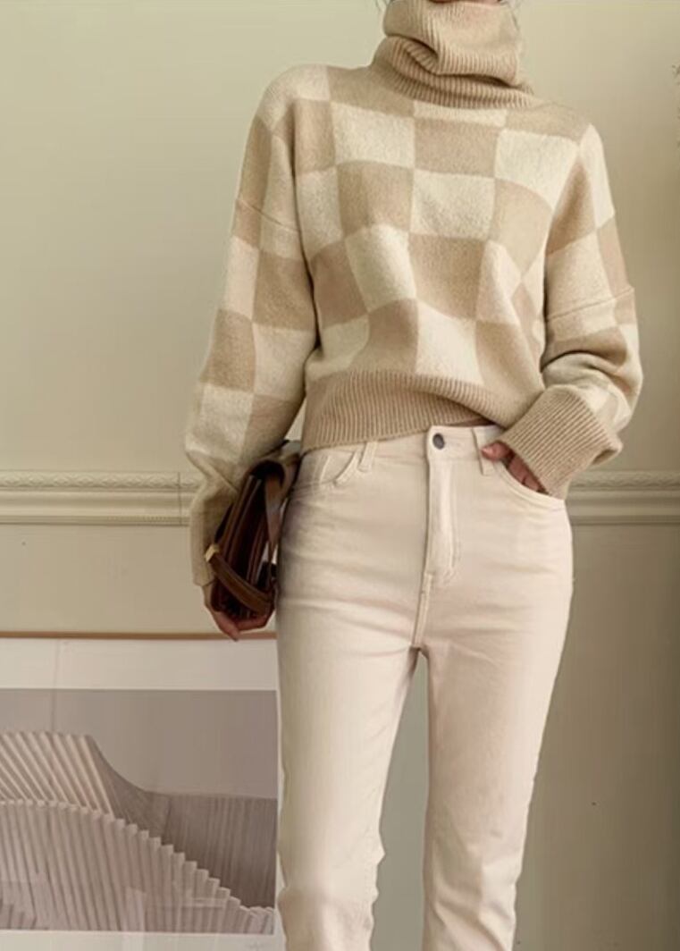 ブロックチェックニット AJ1079-7905