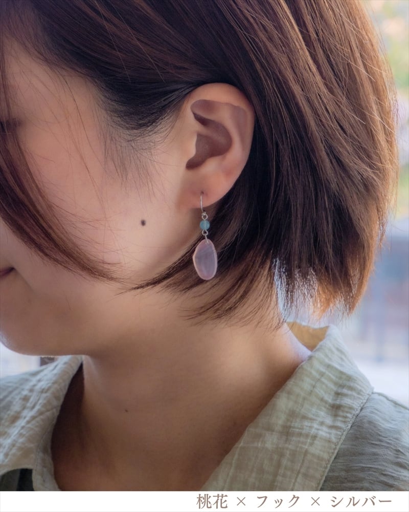 さくらひとえ ピアス・イヤリング 14KGF/SV925 ブルーカルセドニー