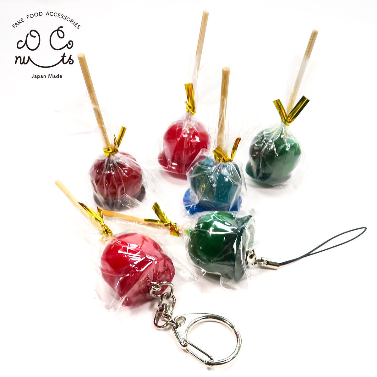 食べちゃいそうな りんご飴 食品サンプル キーホルダー ストラップ