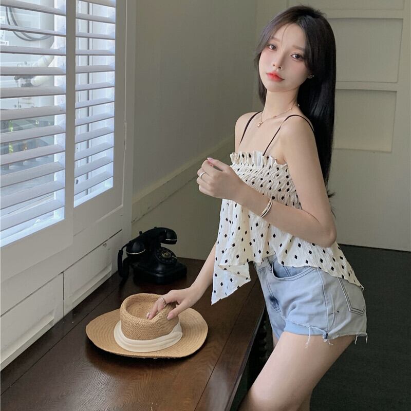 水玉トップス レディースサマーショート 大人ガーリー スウィート キュート カジュアル 夏物 ガールズファッション79730715946