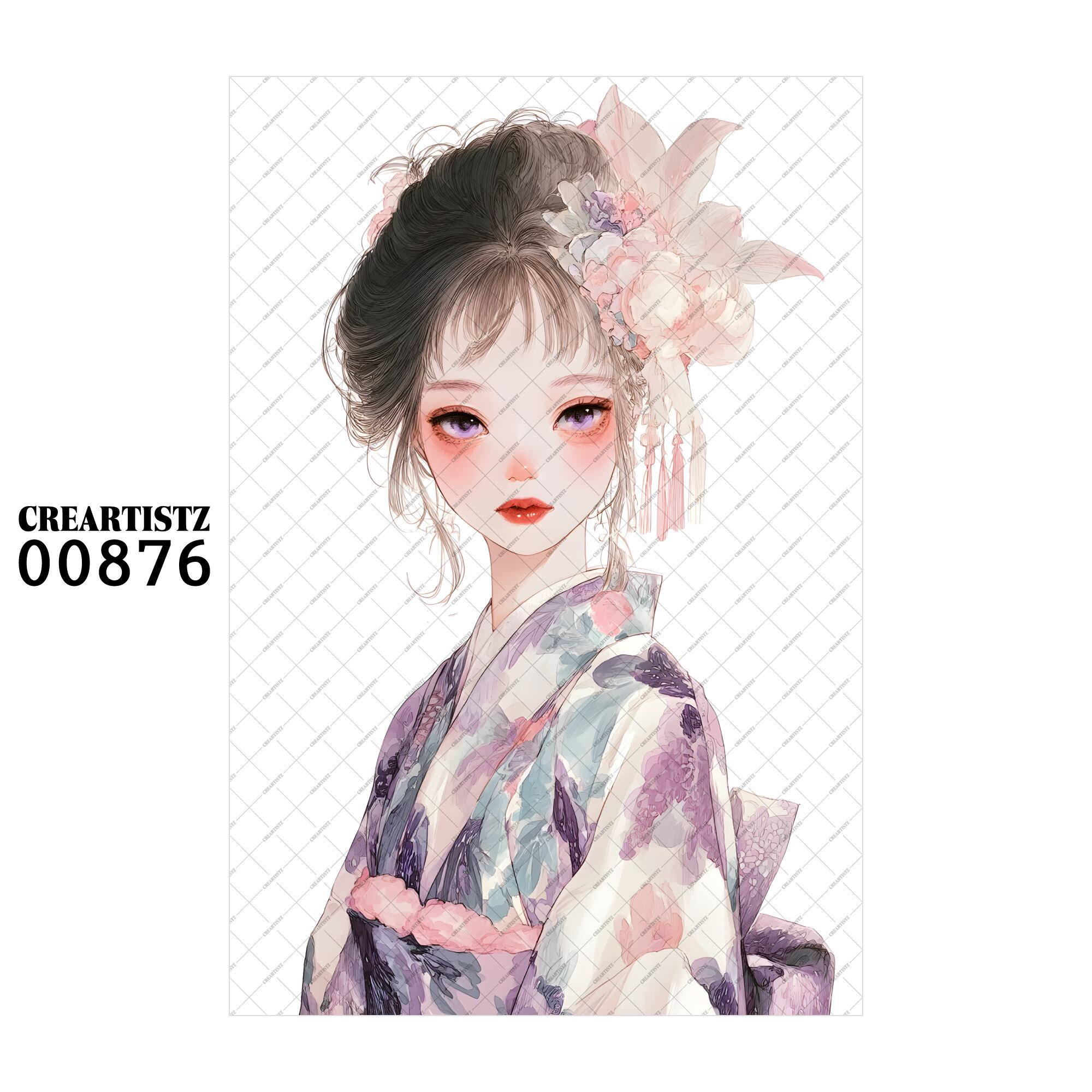 00876 ガール キュート オリジナル ペーパー/ステッカー 4枚セット CREARTISTZ