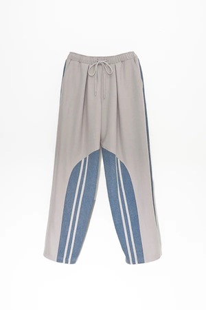 【Nora Lily】Denim Combo Track Line Loose Pants/ -