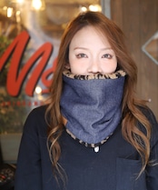 ROBIN NECK WARMER デニムBL&ブラウンレオパード
