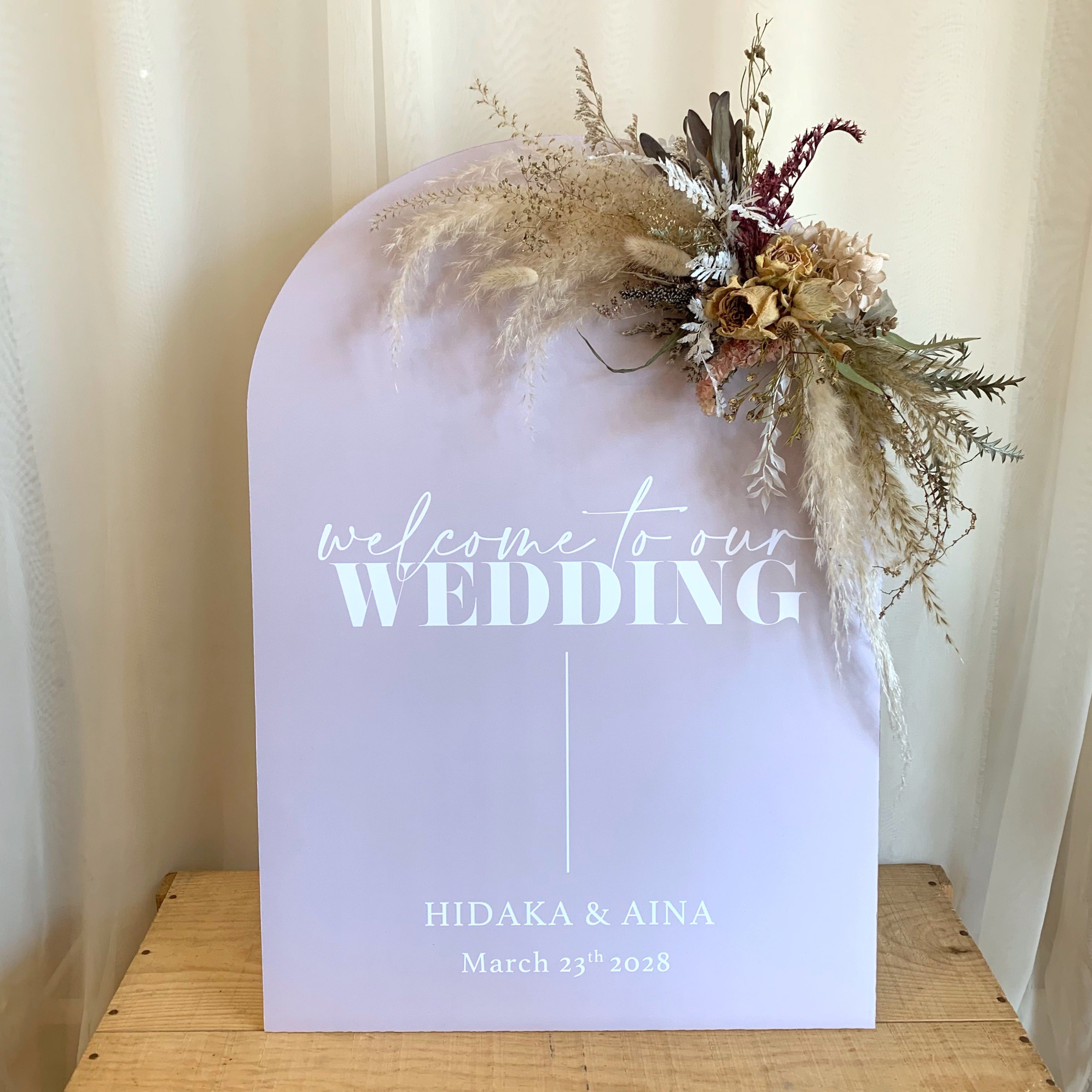 アーチ型 フラワーウェルカムボード 【ピンクアーモンド】 | DIY store PBW