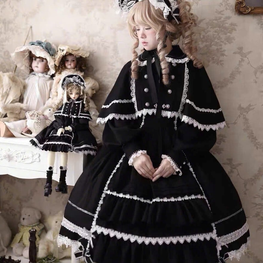 【予約商品 12月下旬出荷】 ゴスロリ クラシカルワンピース ネックリボン Doll系 ロリィタ