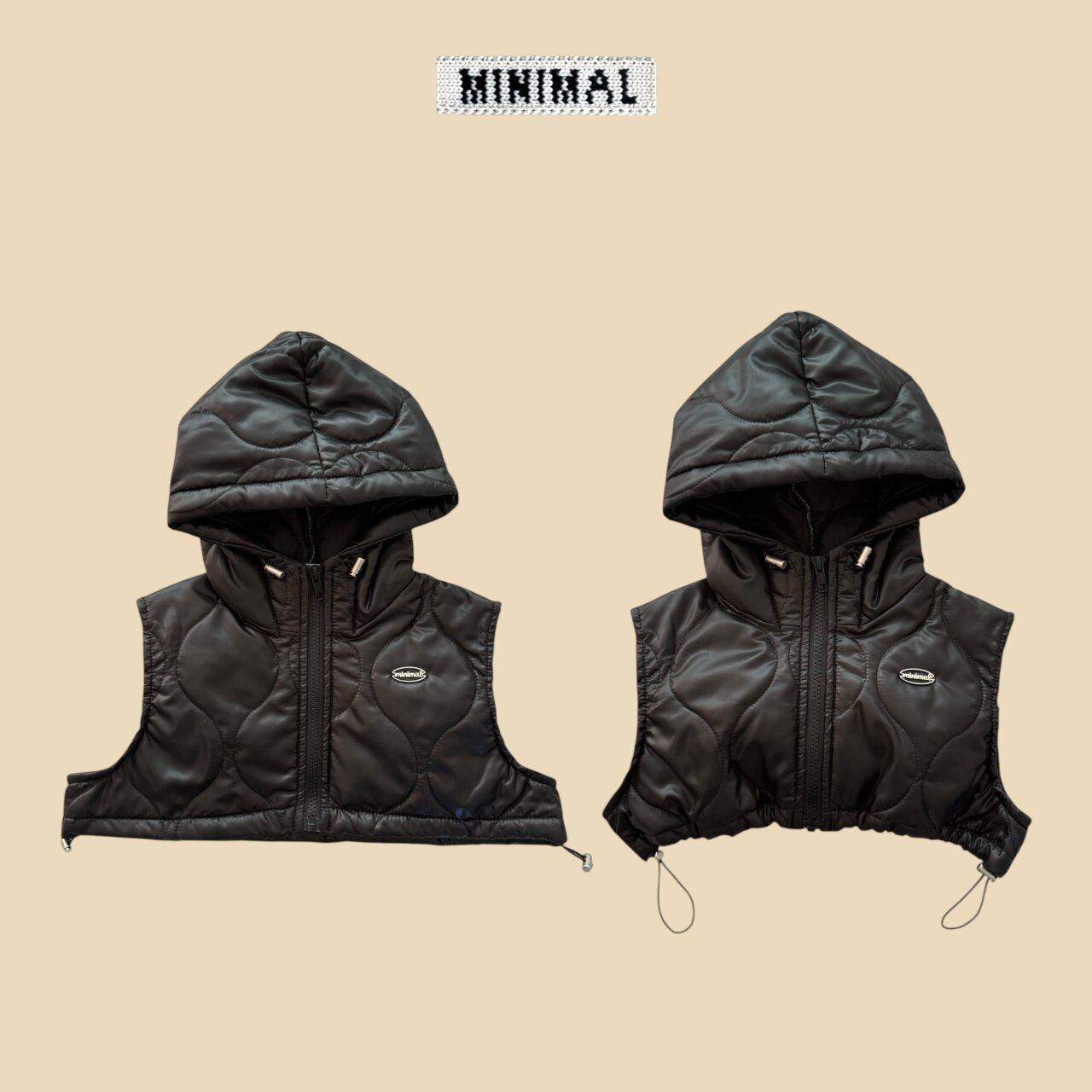 quilted short hoodie vest【minimal】 ※12月下旬~1月上旬発送予定