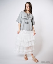 COOLAヴィンテージプリントクロップドTシャツ (GRAY)　CQ-48137