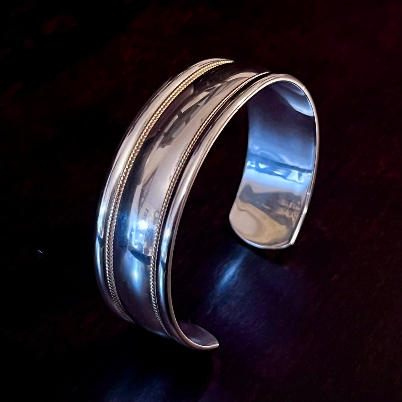 VINTAGE TIFFANY & CO. 18K Gold Twist Rope Cuff Bracelet Sterling