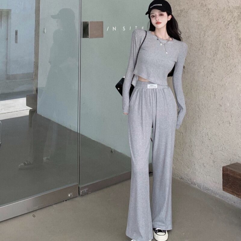 オータムスリムショートTシャツ ハイウェストウェスト ロング 秋物 YY-ファッション81881597816