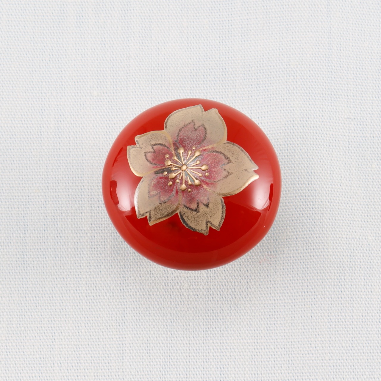 150-1 輪島塗 ピンアクセサリー／朱塗／桜蒔絵