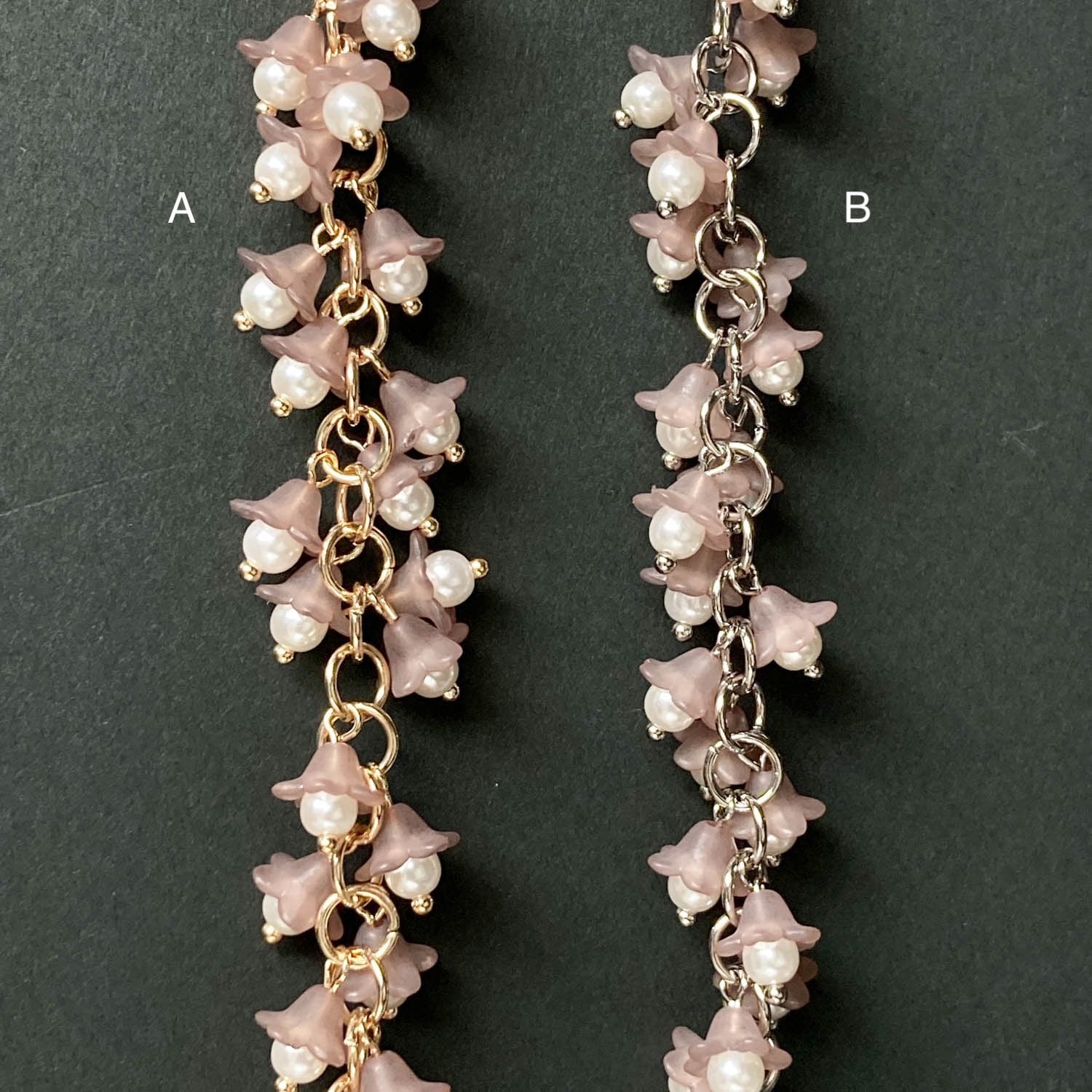 再入荷〉マット紫花のデザインチェーン（10cm〜） | Dua-アクセサリー