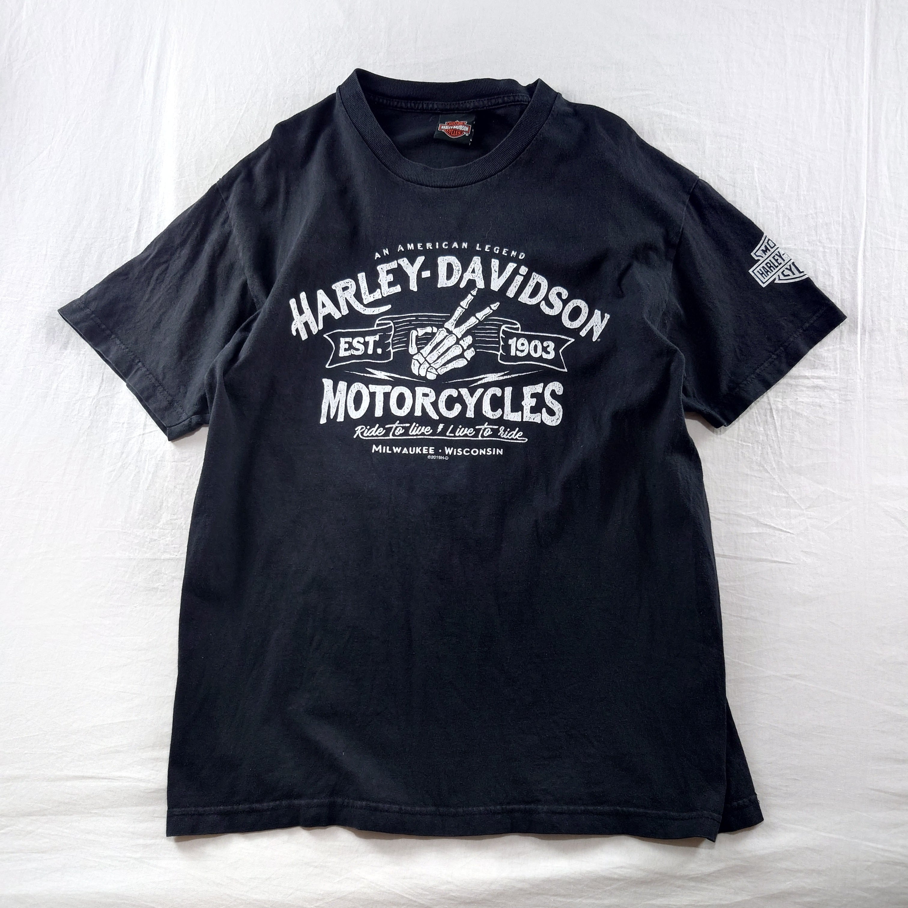 ドクロ】Harley Davidson ハーレーダビッドソン スカルTシャツ