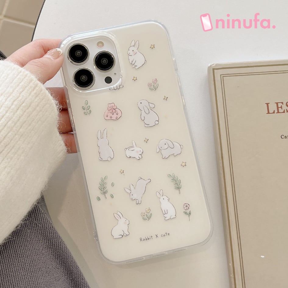 【iPhone15シリーズ対応】人気のうさぎさんシリーズ◎かわいい ラヴィット プリント 上品 韓国っぽ スマホケース ND-15343