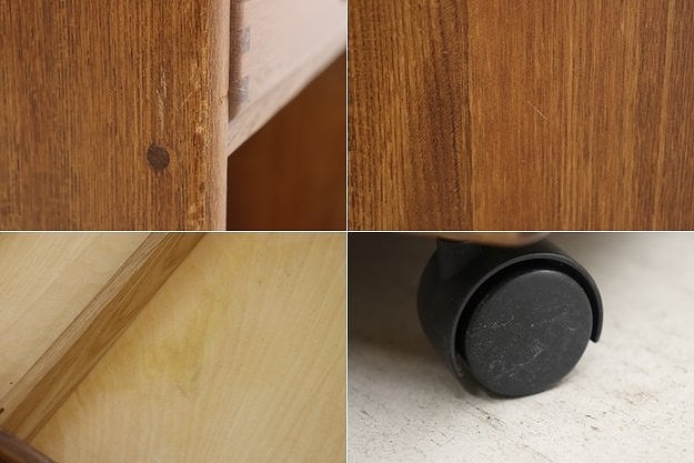 沼津店】オーク無垢材 シェルフ サイドテーブル ワゴン ボックス