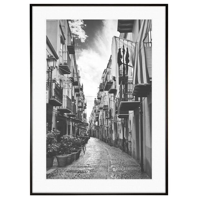 イタリア写真 シチリア島 カターニア インテリアモノクロアートポスター額装 AS3941