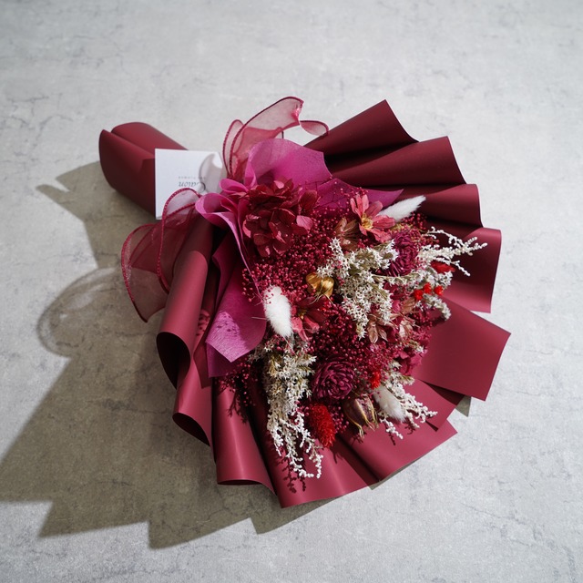 ドライフラワーの花束 Mサイズ レッド M-378≪限定１点≫
