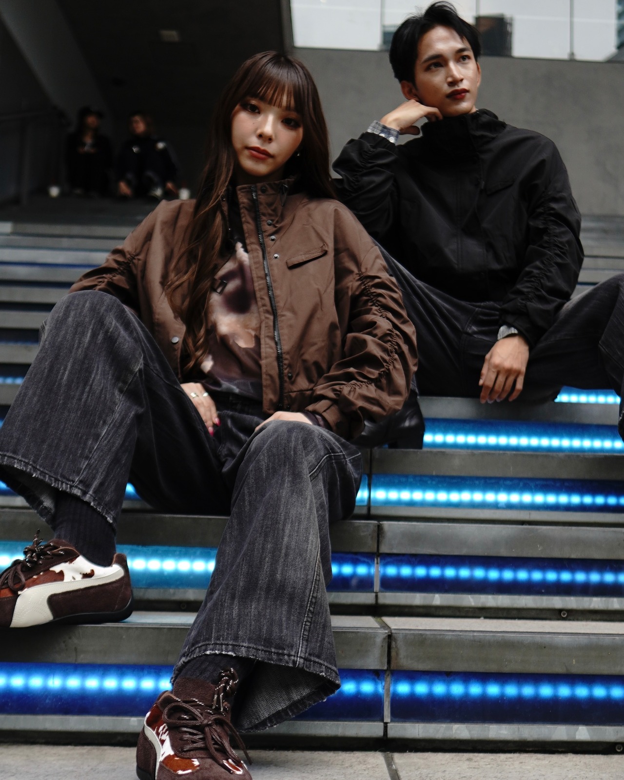 animal suede leather sneaker／cow brown