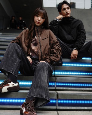 animal suede leather sneaker／cow brown