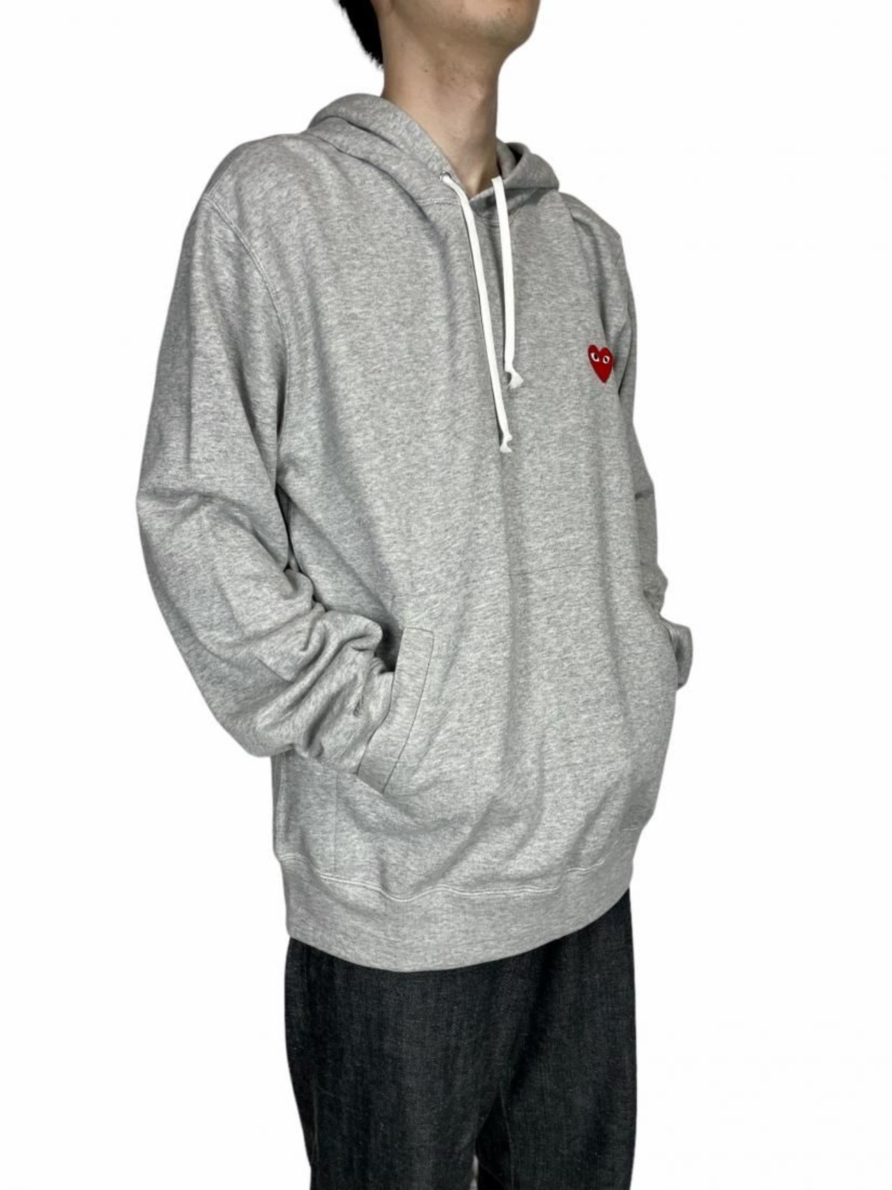 【PLAY COMME des GARCONS】T170(メンズ) 綿裏毛プルオーバーフーディ(赤エンブレム)