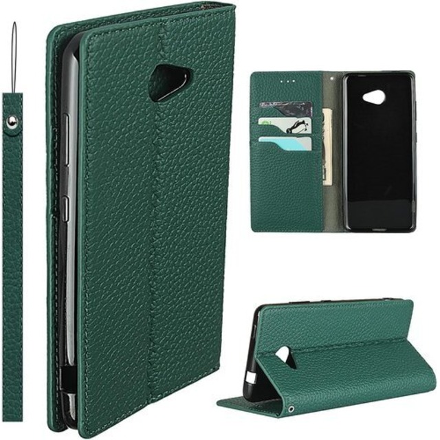 BASIO4 KYV47 ケース カバー KYOCERA BASIO 4 京セラ ベイシオ4 KYV47 ケース スマホケース 携帯カバー 手帳型 カバー case iCoverCase 内蔵マグネット 磁気閉鎖 ベルトなし スマホケース カード入れ付き スタンド機能 本革 柔らかい 本皮 ライチ模様 高質 スプラットホール付き スプラット同梱 ダークグリーン クロムグリーン 495