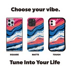 受注生産 iPhoneケース ピンクと青の鮮やか墨流し｜紙マーブリング MARB006D