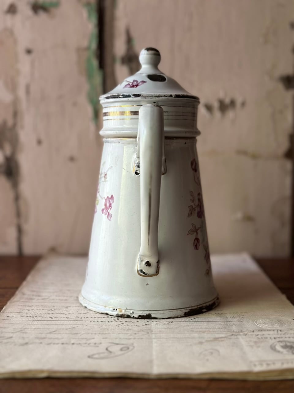 ホーロー コーヒーポット すみれ柄 琺瑯 B&W社製 | Brocante de La