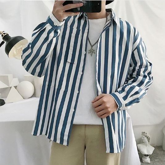 全2色 シャツ ワイシャツ ストライプ オフィス カジュアル 大人
